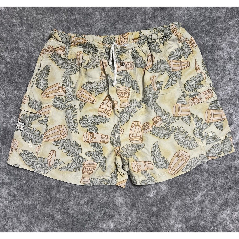 Tommy Bahama Swim Trunks Mens 2XL Yellow Board Shorts Surfing Beach Tropical XXL